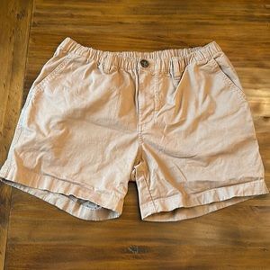 Chubbies Elastic Waist Dark Tan Khaki Shorts Size Large Pockets 5.5” Inseam